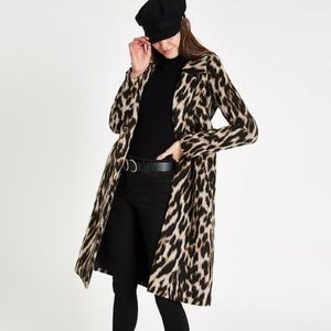 RIVER ISLAND Leopard Print Robe Coat